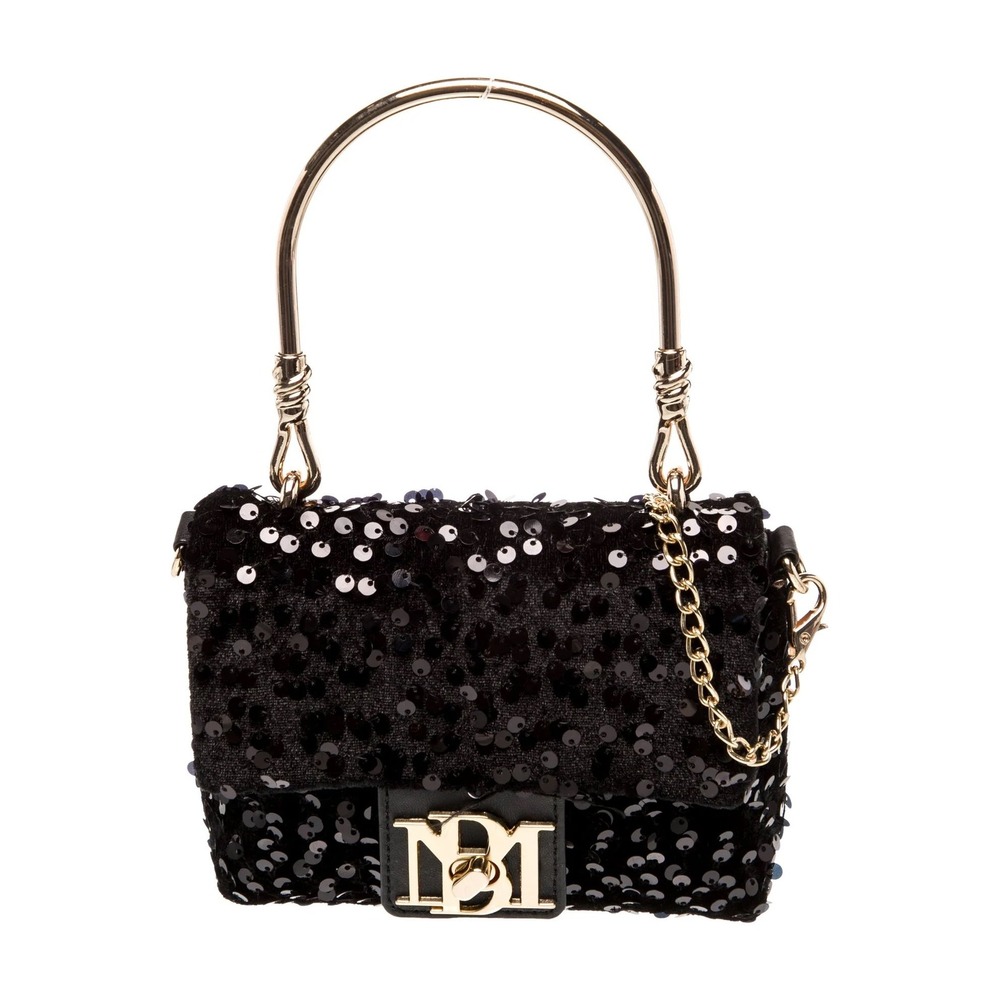 Badgley Mischka Black Sequin‎ Metal Handle Bag BMH 535 Vegan Leather MSRP 120 - Picture 11 of 12